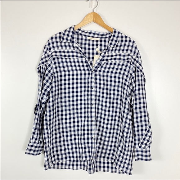 NWT Maje Capri Chemise Gingham Long Sleeve Shirt - Picture 2 of 7